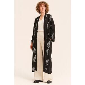 Vintage Giraffe Print Maxi Duster Kimono Cardigan XL Lagenlook Boho Safari Y2K